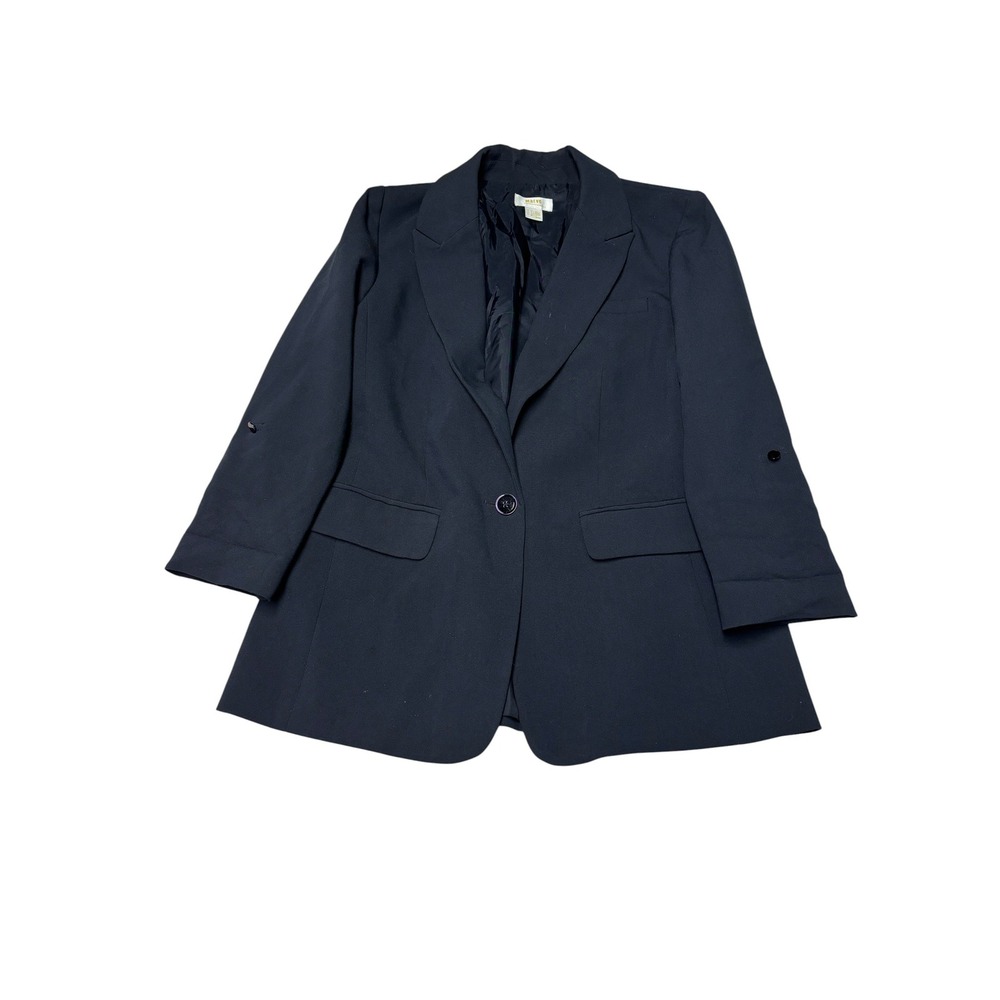 Maeve Anthropologie Navy Blue Single Button Roll Sleeve Blazer Womens Size 6